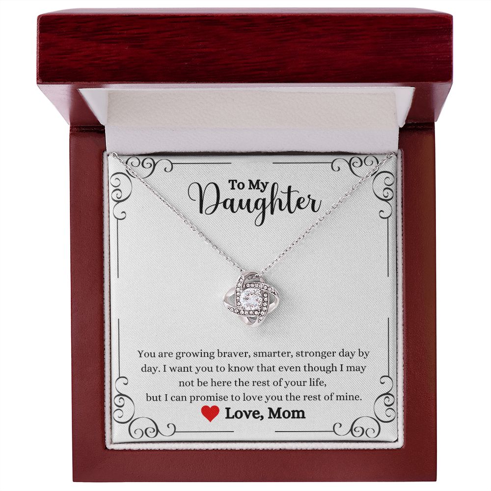 A ShineOn Fulfillment gift box with a Love You The Rest of Mine Love Knot Necklace- Gift for Daughter from Mom.