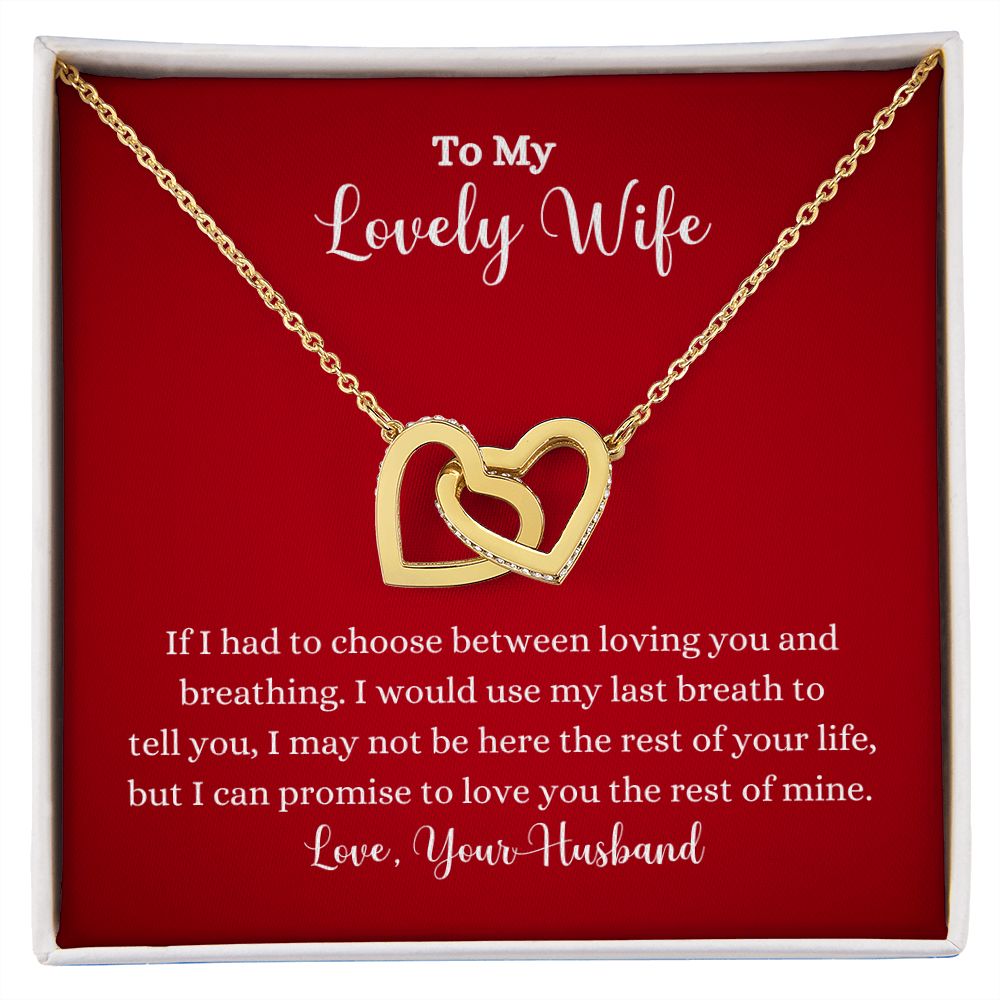 A Love You The Rest of Mine Interlocking Hearts Necklace - Gift for Wife from Husband by ShineOn Fulfillment with the words to my lovely wife.