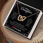 A ShineOn Fulfillment gift box with an I Love You Forever And Always Interlocking Hearts Necklace - Gift for Daughter from Mom and a gift card.