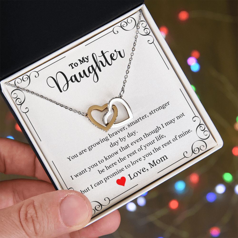 A ShineOn Fulfillment gift box with a Love You The Rest of Mine Interlocking Hearts Necklace - Gift for Daughter from Mom.