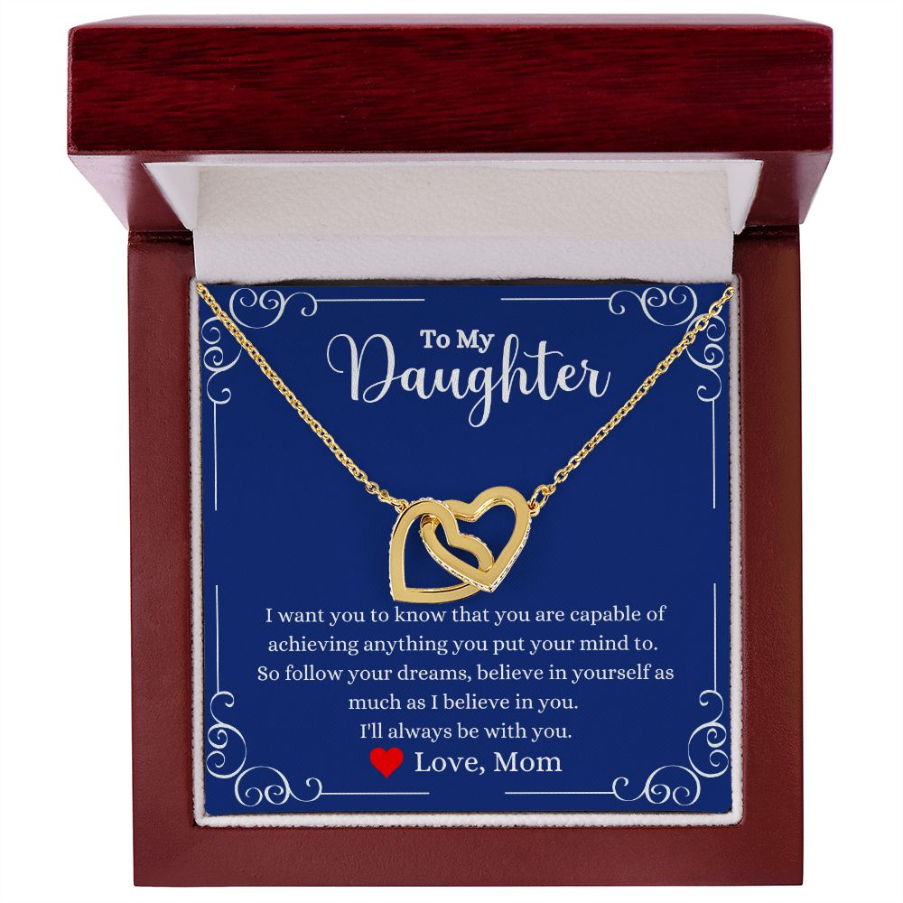 A ShineOn Fulfillment gift box with the I Will Always Be With You Interlocking Hearts Necklace- Gift for Daughter from Mom.