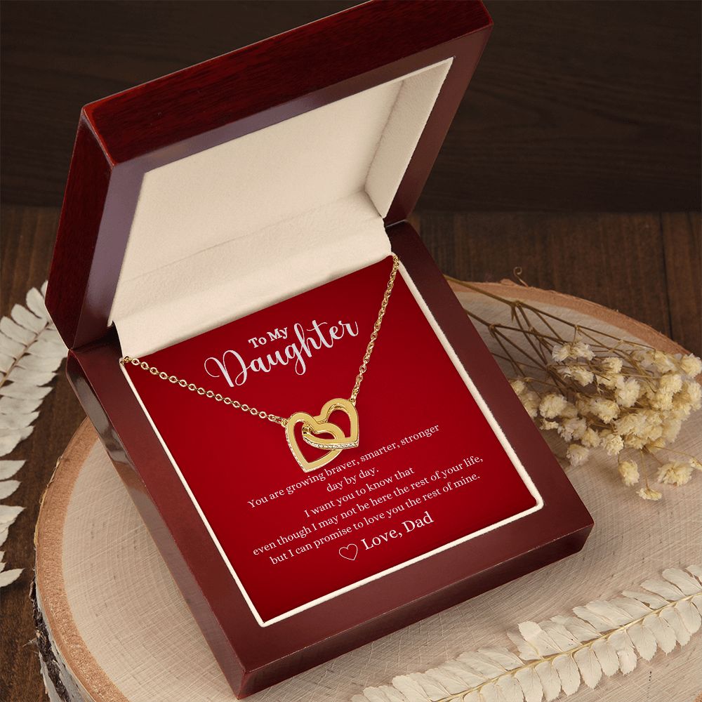 A ShineOn Fulfillment gift box with the Love You The Rest of Mine Interlocking Hearts Necklace - Gift for Daughter from Dad and a poem on it.