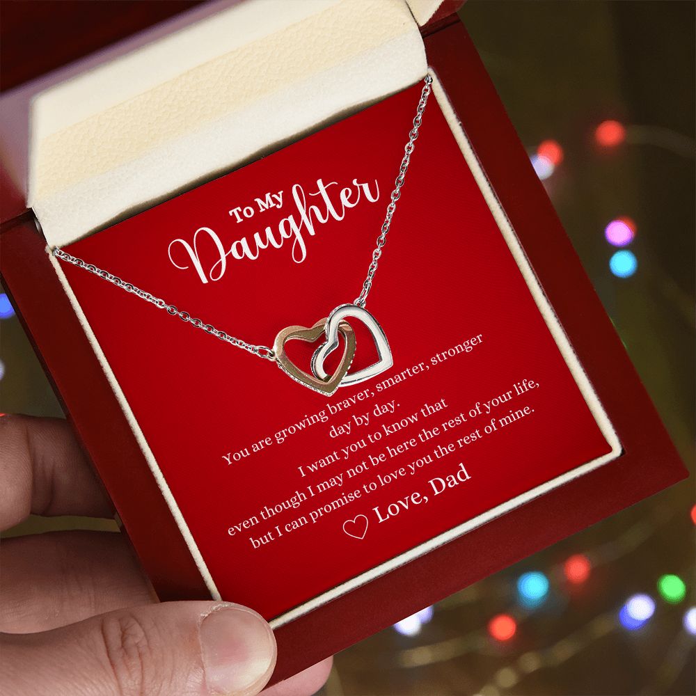 A ShineOn Fulfillment gift box with a Love You The Rest of Mine Interlocking Hearts Necklace and a gift card.