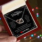A ShineOn Fulfillment gift box with an I Love You Forever And Always Interlocking Hearts Necklace for a daughter.