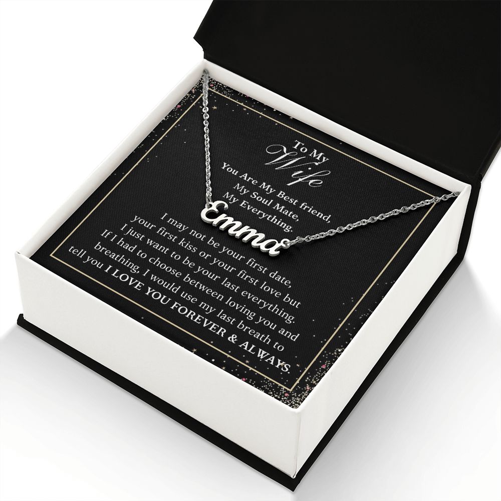 A gift box with the You Are My Best Friend Custom Name Necklace - For Wife From Husband by ShineOn Fulfillment in it.