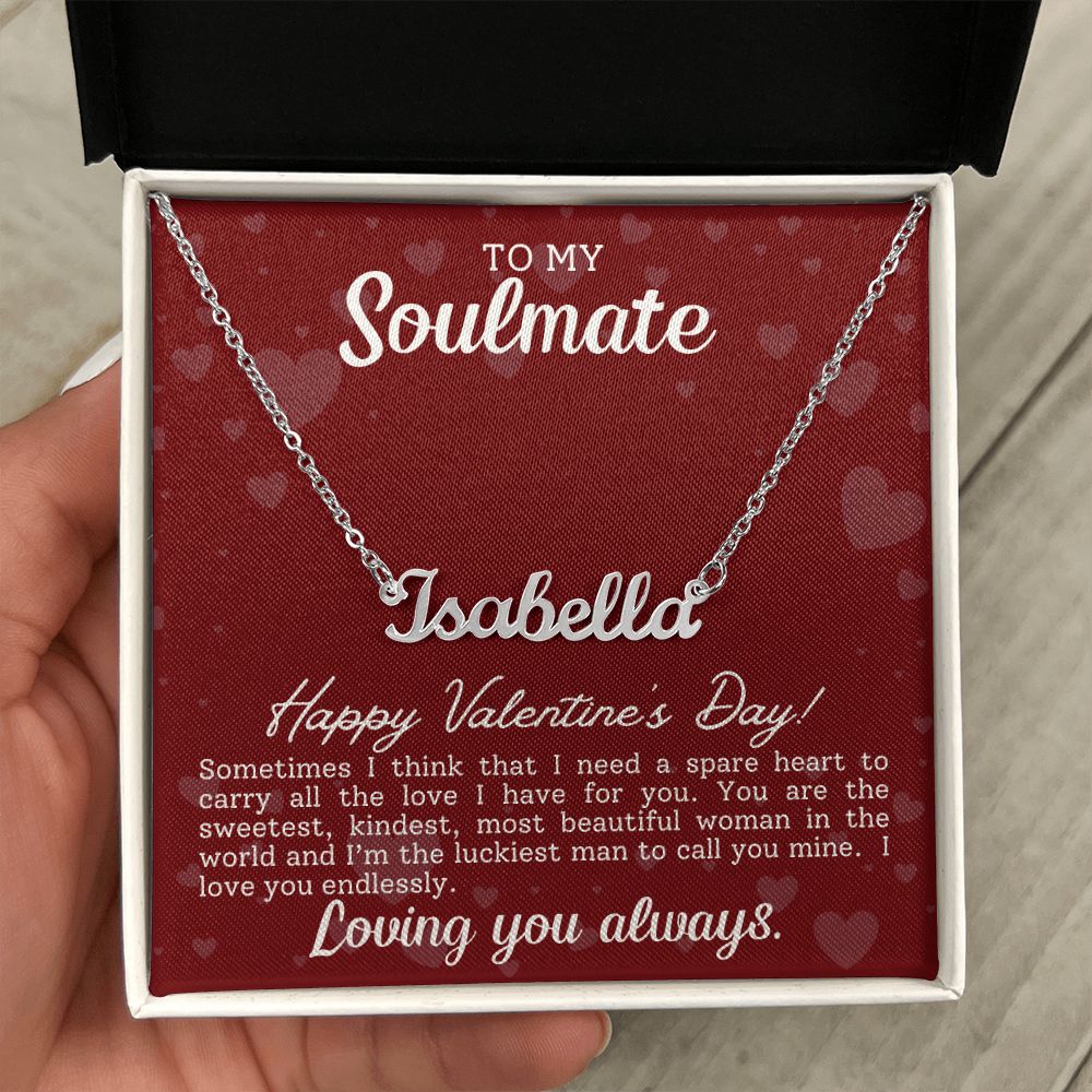 A ShineOn Fulfillment I am luckiest Personalized Name Necklace - For Soulmate with the words to your soulmate.