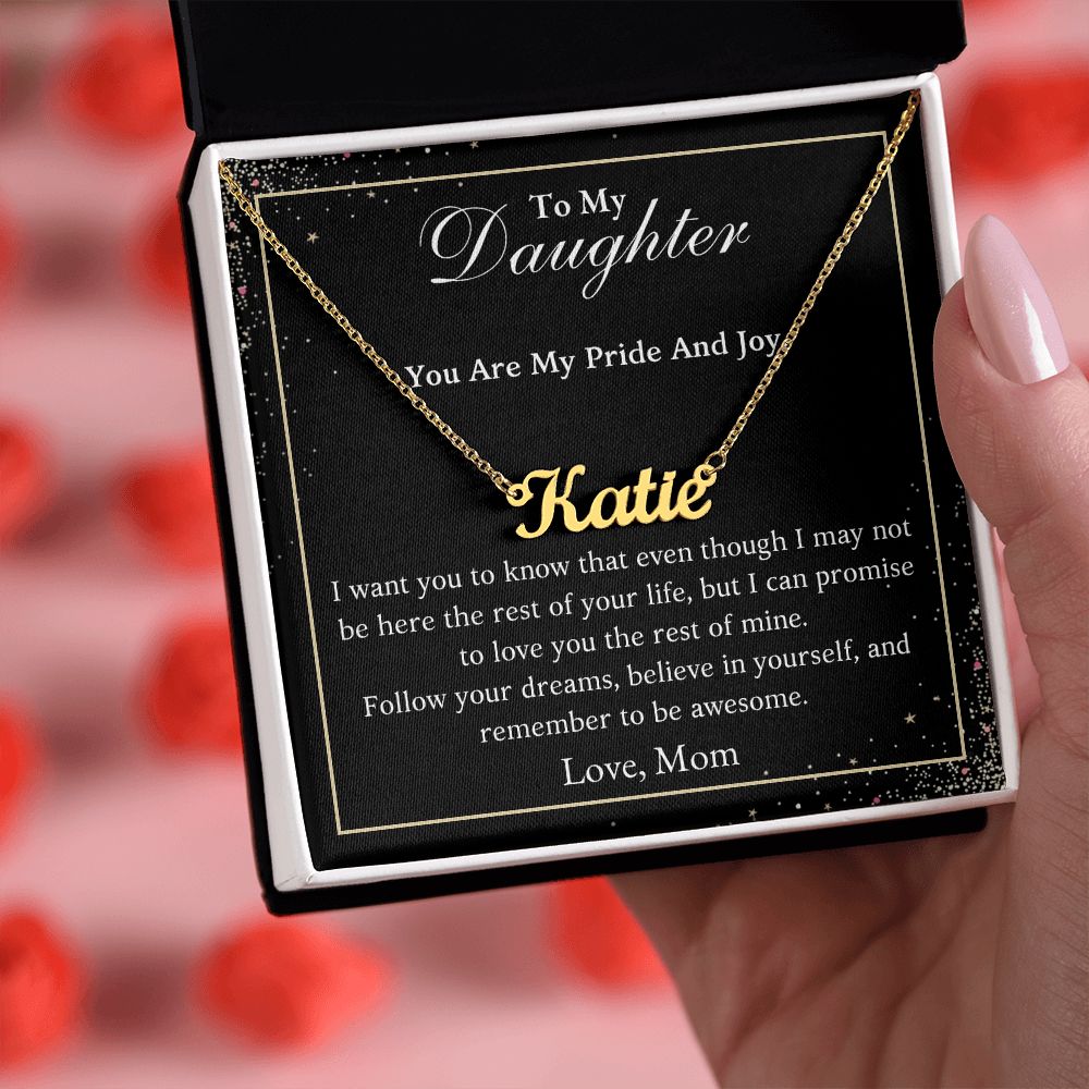 A ShineOn Fulfillment gift box with a You Are My Pride And Joy Custom Name Necklace - For Daughter From Mom that says i love you to my daughter.