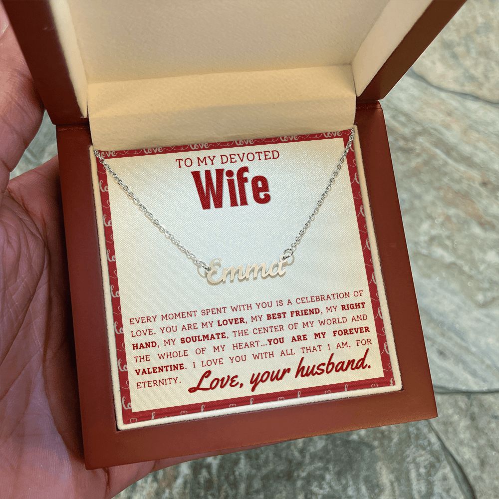 A gift box with the Every Moment Spent With You Personalized Name Necklace - For Wife by ShineOn Fulfillment in it.