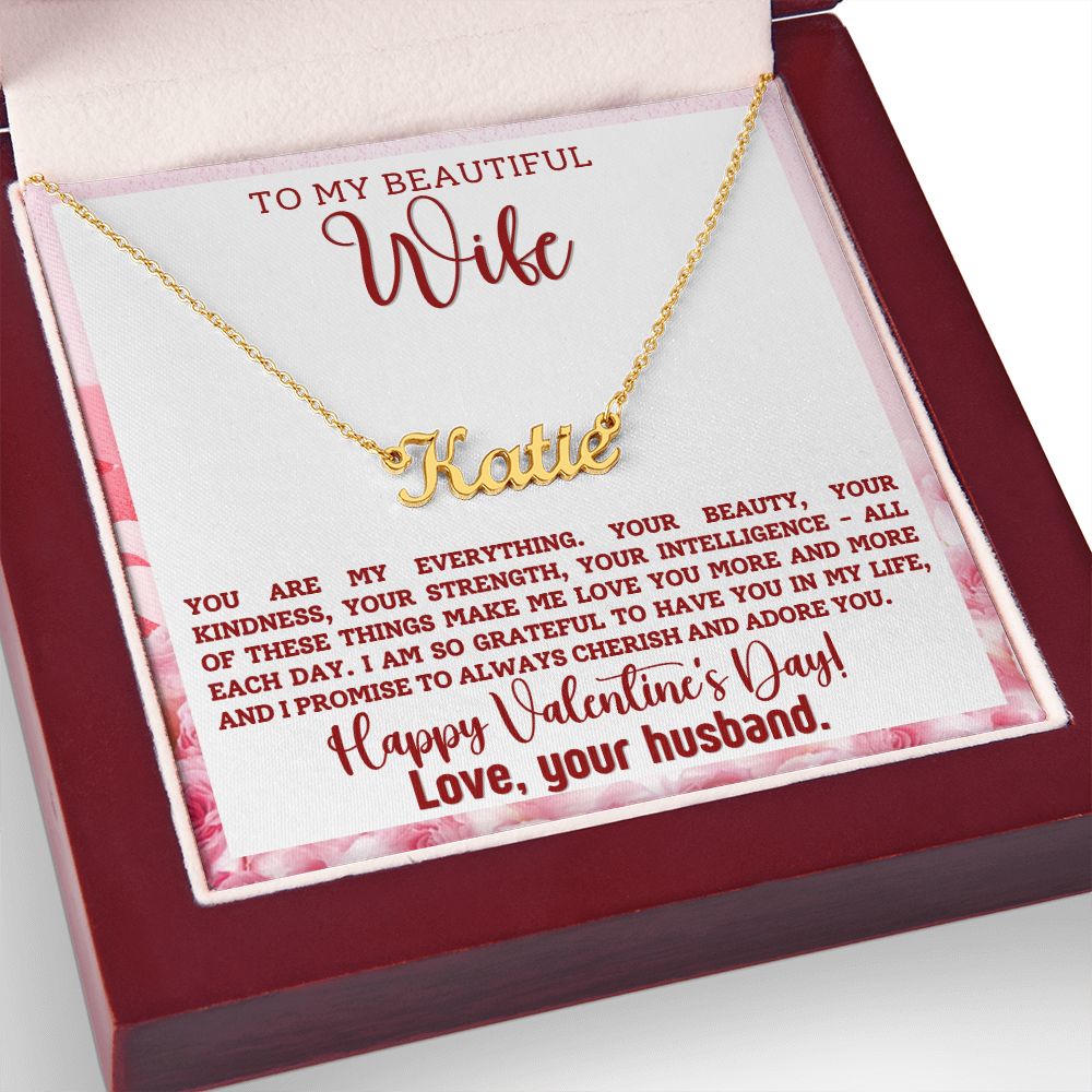 A You Are My Everything Personalized Name Necklace - For Wife, made by ShineOn Fulfillment, with the words to my beautiful wife.