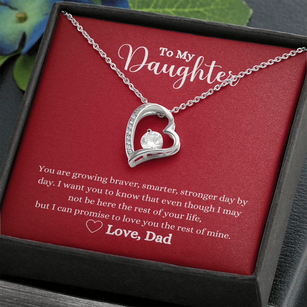 A Love You The Rest of Mine Forever Love Necklace - Gift for Daughter from Dad heart shaped necklace with a message to my daughter.