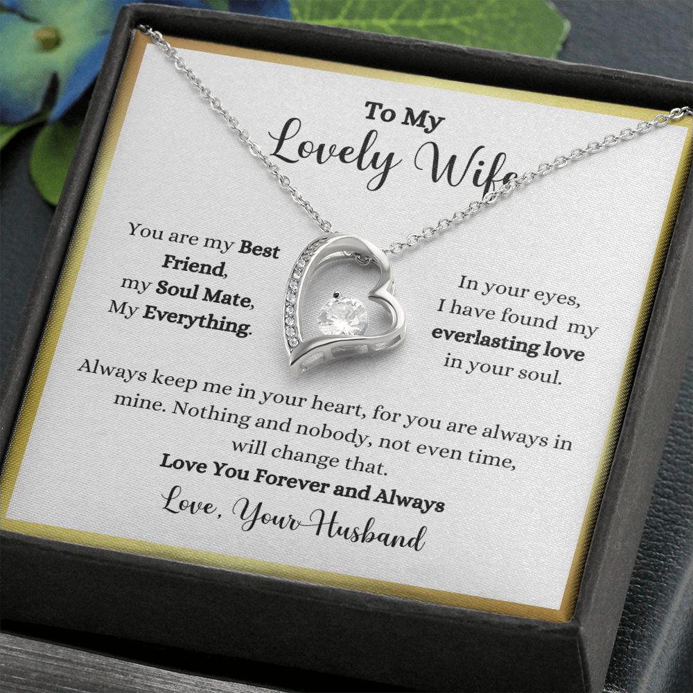 A ShineOn Fulfillment gift box with an Always Keep Me In Your Heart Forever Love Necklace - Gift for Wife from Husband.