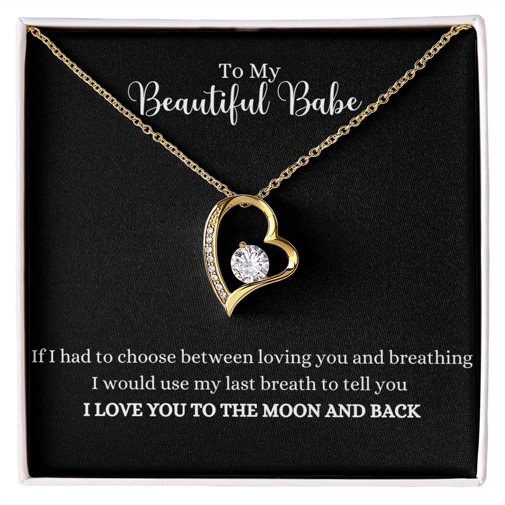 A Love you to the moon and back Forever Love Necklace - For Soulmate or Wife by ShineOn Fulfillment necklace with the words to my beautiful babe.