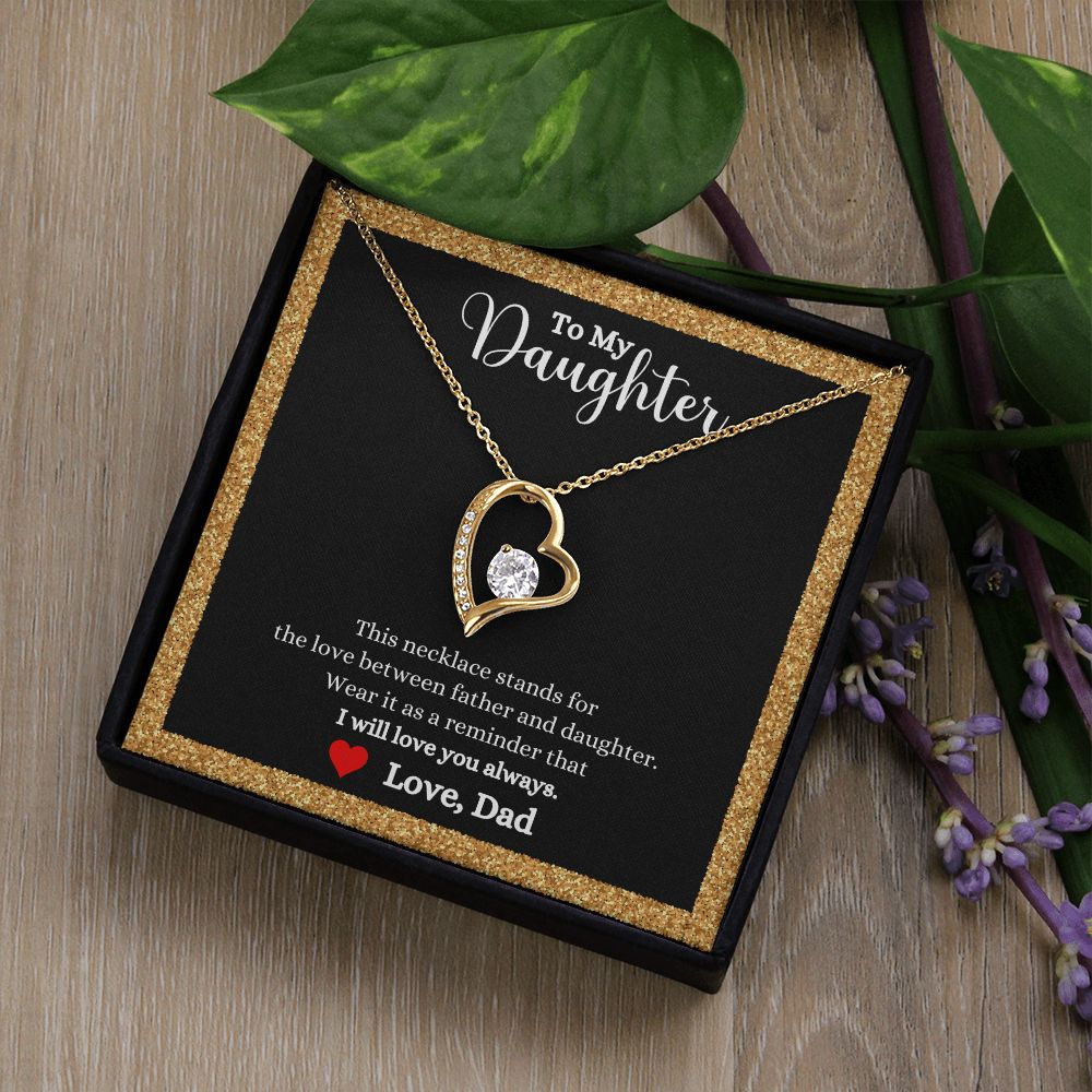 A ShineOn Fulfillment gift box with a Love Between Father and Daughter Forever Love Necklace - Gift for Daughter from Dad necklace and flowers.