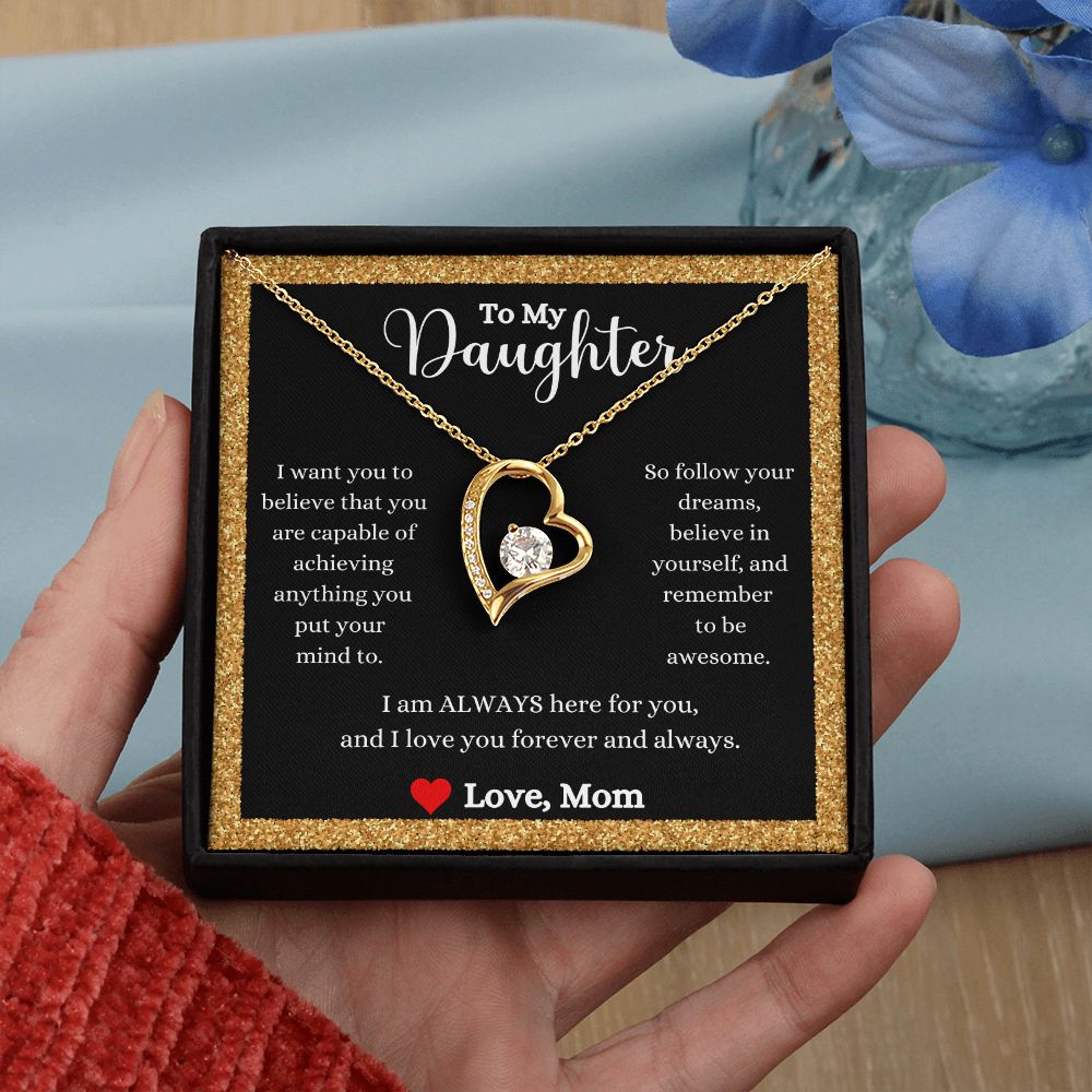 A gift box with the I Love You Forever And Always Forever Love Necklace - For Daughter From Mom by ShineOn Fulfillment that says to my daughters.