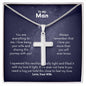 A You Are Everything To Me Artisan Cross Necklace – For Husband by ShineOn Fulfillment with a poem on it.
