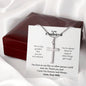 A necklace with the I'M So Truly Grateful Artisan Cross Necklace – For Husband from ShineOn Fulfillment and a poem on it.