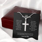 An Always & Forever Artisan Cross Necklace for Husband with a poem on it by ShineOn Fulfillment.