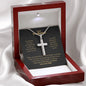 A ShineOn Fulfillment gift box with the I Love You to the Moon and Back Artisan Cross Necklace – For Husband in it.
