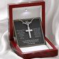 A I Will Always Love You To Infinity Artisan Cross Necklace – For Husband by ShineOn Fulfillment in a wooden box.