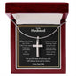 A I Will Always Love You To Infinity Artisan Cross Necklace – For Husband by ShineOn Fulfillment with a poem in a wooden box.