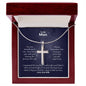 A You Are Everything To Me Artisan Cross Necklace – For Husband from ShineOn Fulfillment, with a poem in a wooden box.