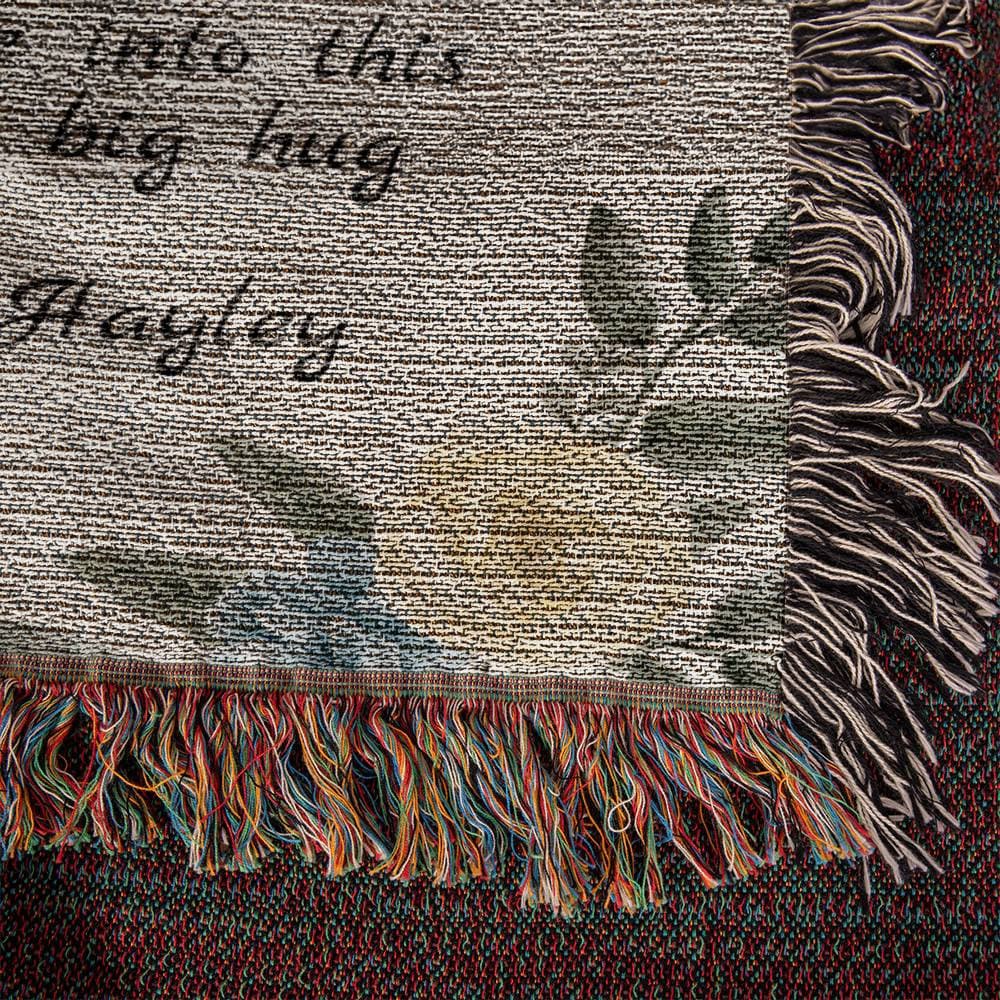A Golden Value SG Personalized Note to Mom Heirloom Woven Blanket for mom.