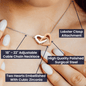 A woman is holding a I Love You Forever And Always Interlocking Hearts Necklace - Gift for Daughter from Mom with a lobster clasp made by ShineOn Fulfillment.