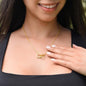 A woman wearing a "I Love You Forever And Always Interlocking Hearts Necklace - Gift for Daughter from Mom" necklace by ShineOn Fulfillment.