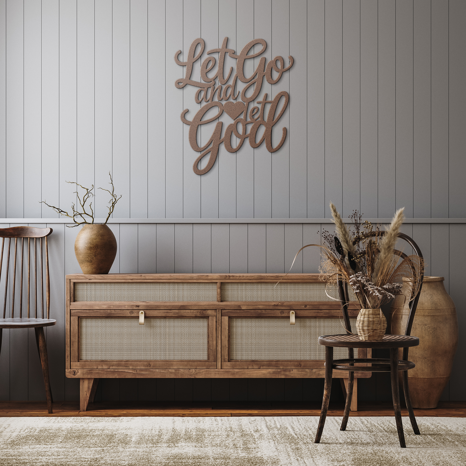 Christian_Metal_Art_-_Let_Go_and_Let_God_Copper_Rustic_Hallway_Mockup.png