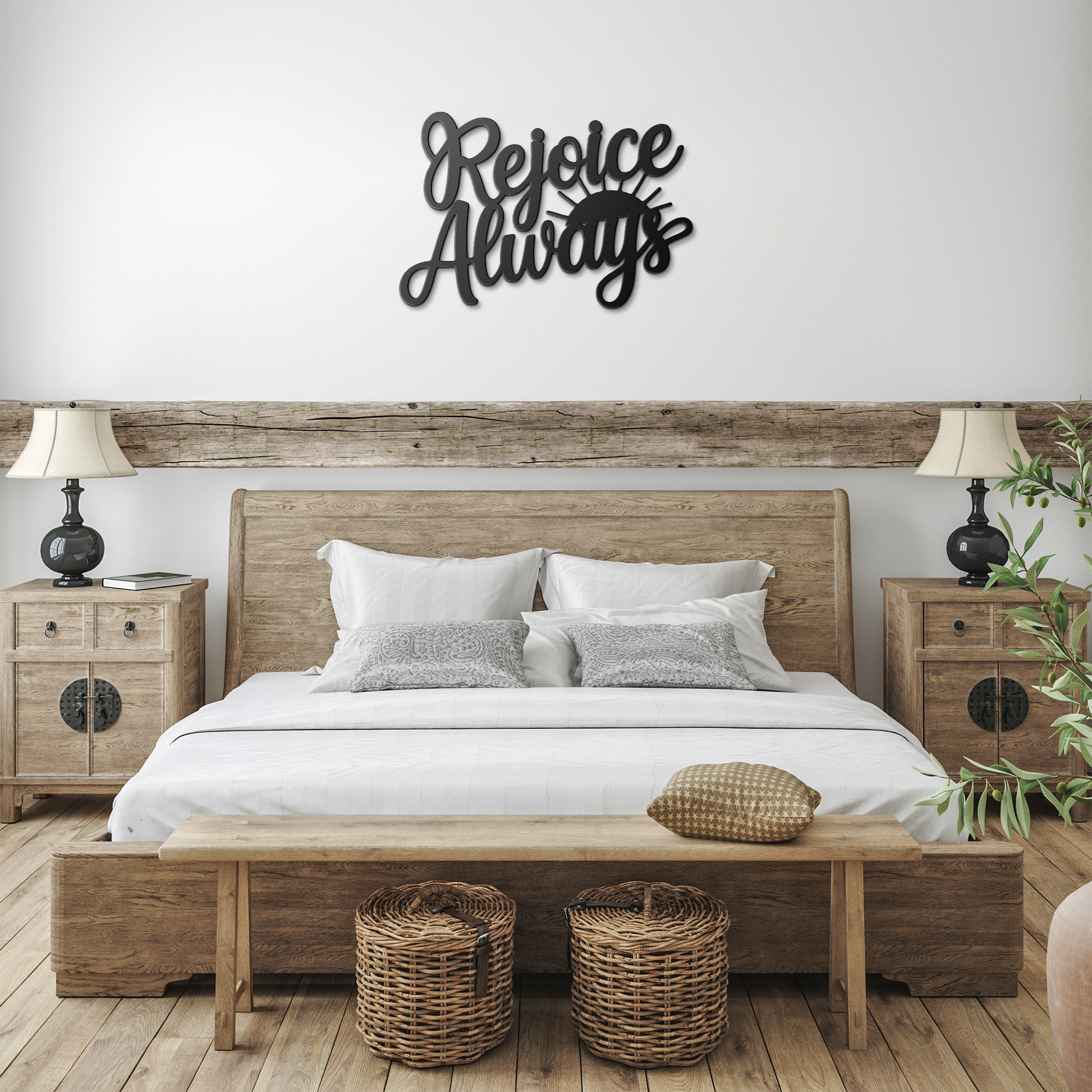Christian_Metal_Sign_-_Rejoice_Always_Black_Farmhouse_Bedroom_Mockup.png