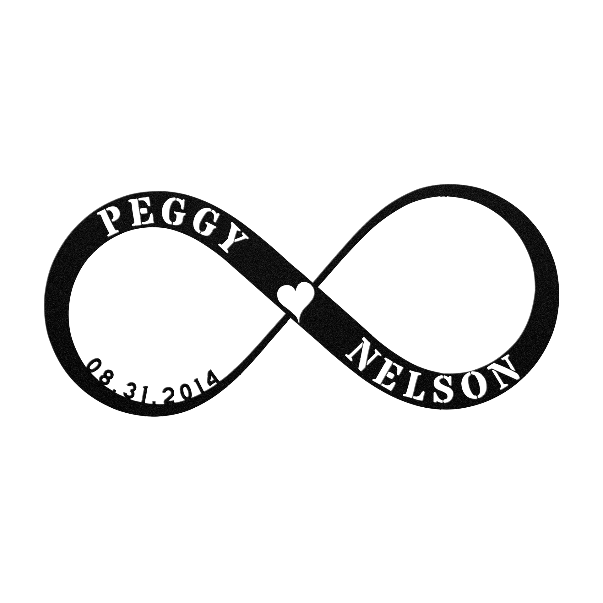 Custom Infinity Metal Sign with Heart – Golden Value SG