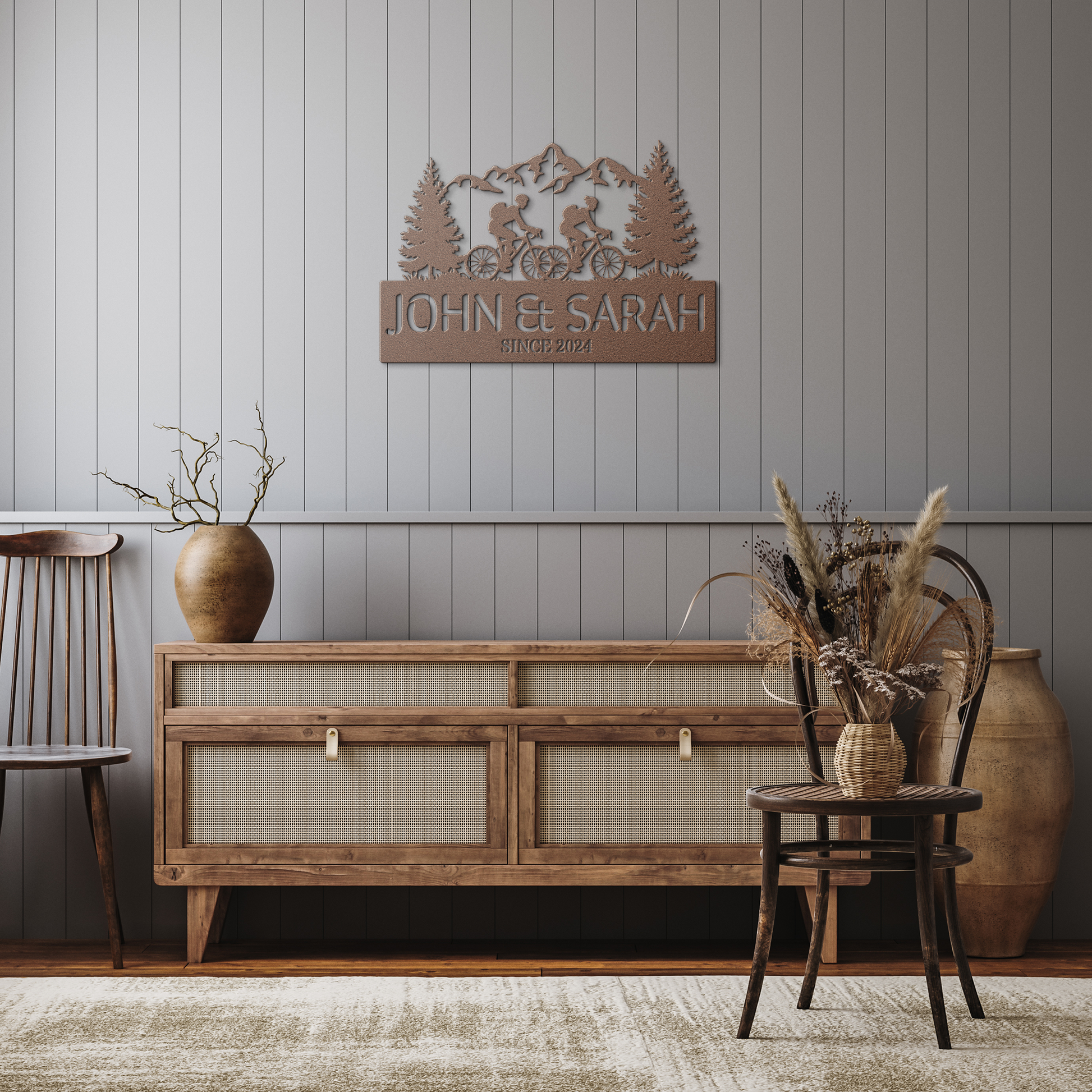 Cycling_Couple_In_the_Mountain_Metal_Art_Copper_Rustic_Hallway_Mockup.png