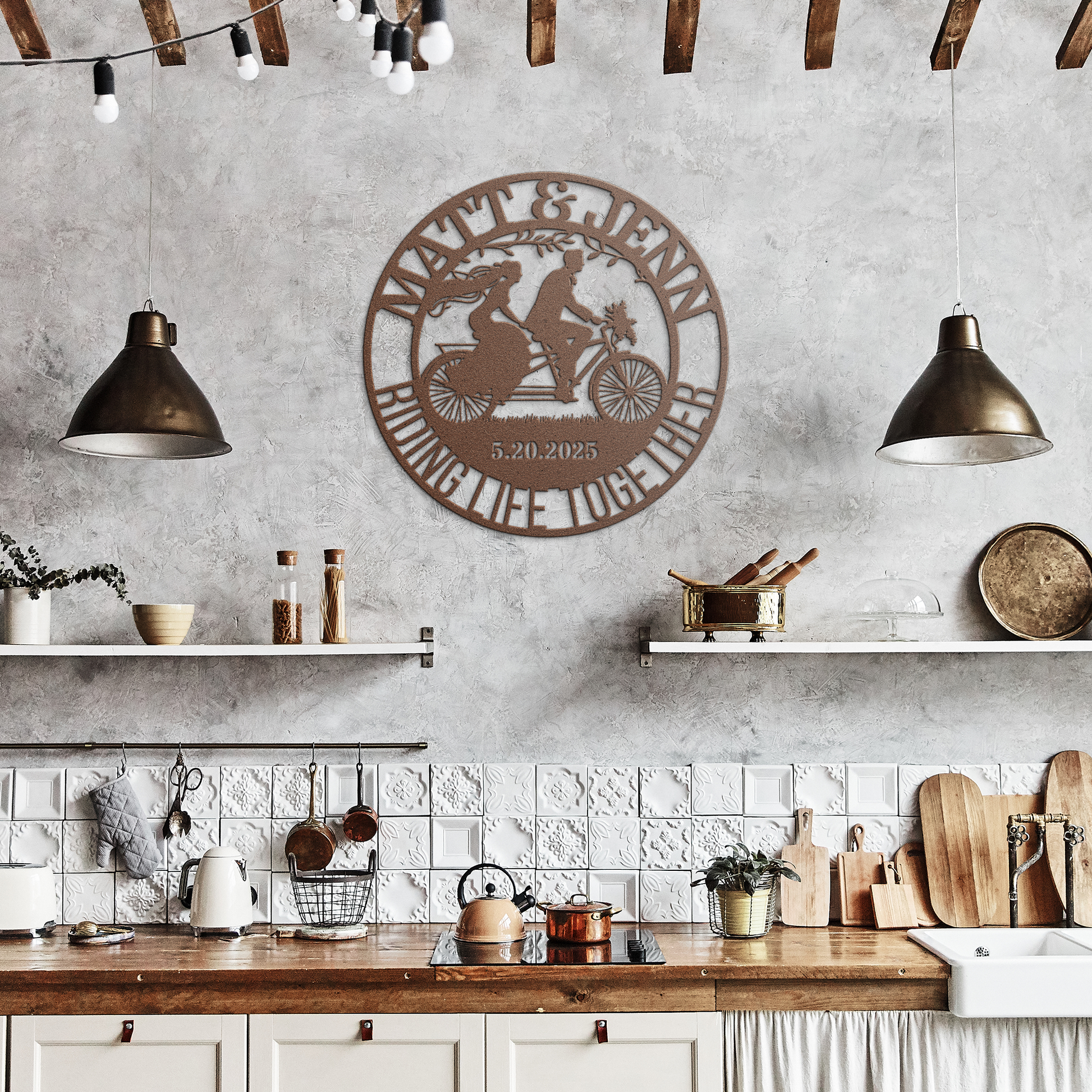 Cycling_Couple_Wedding_Metal_Wall_Art_Copper_Rustic_Kitchen_Mockup.png