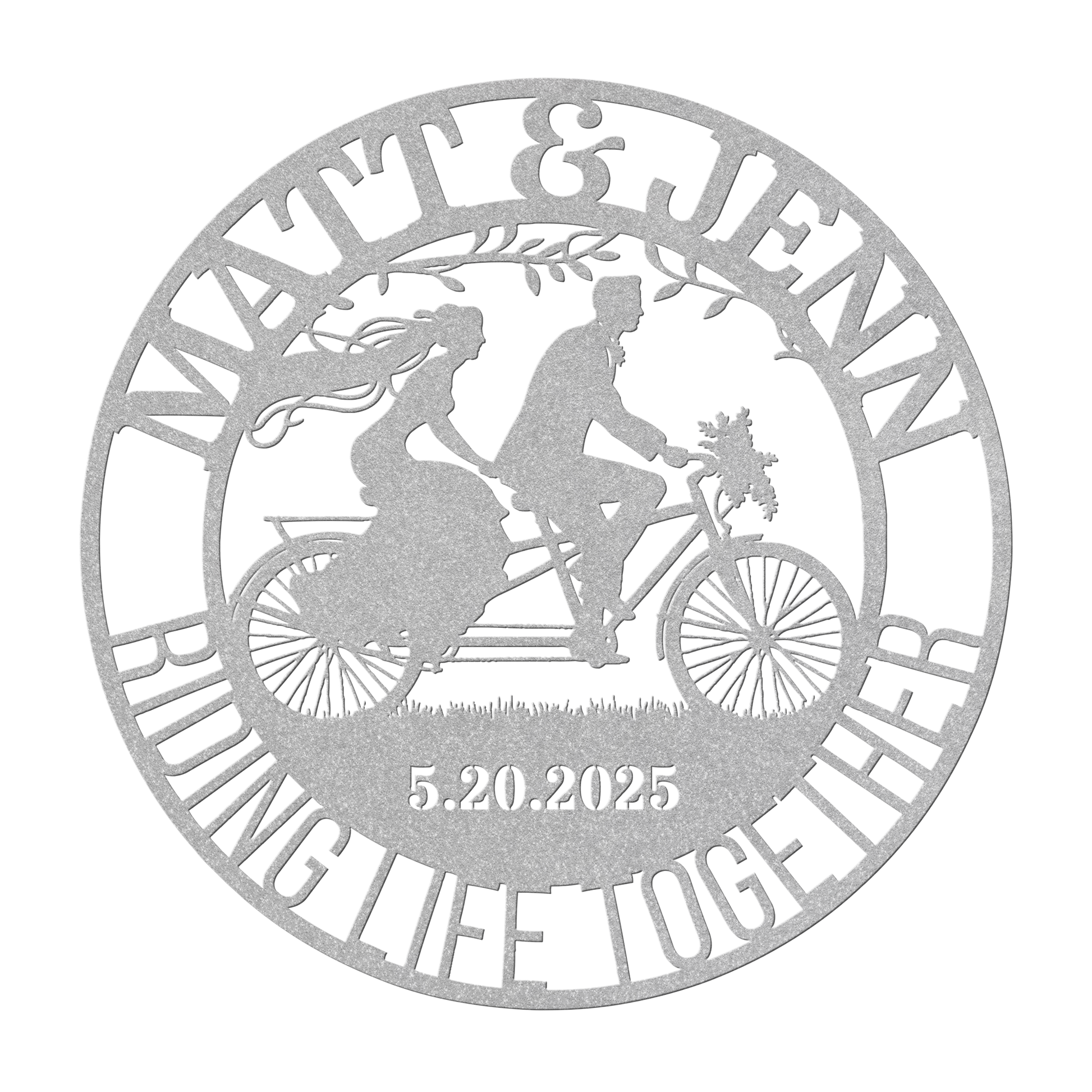 Cycling_Couple_Wedding_Metal_Wall_Art_Silver_Transparent_Mockup.png