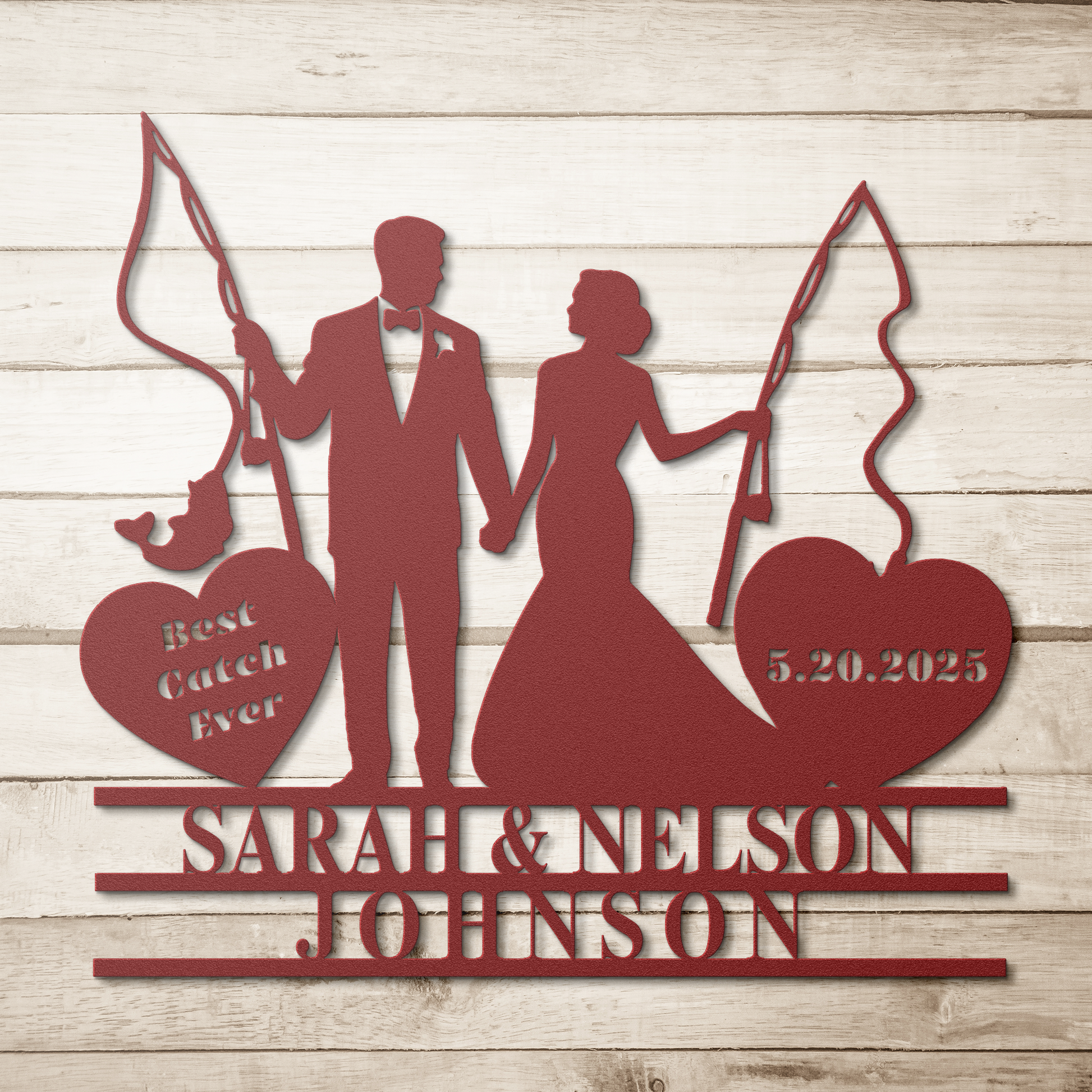 Fishing_Wedding_Metal_Sign_Red_Simple_Wood_BKGD_Mockup.png