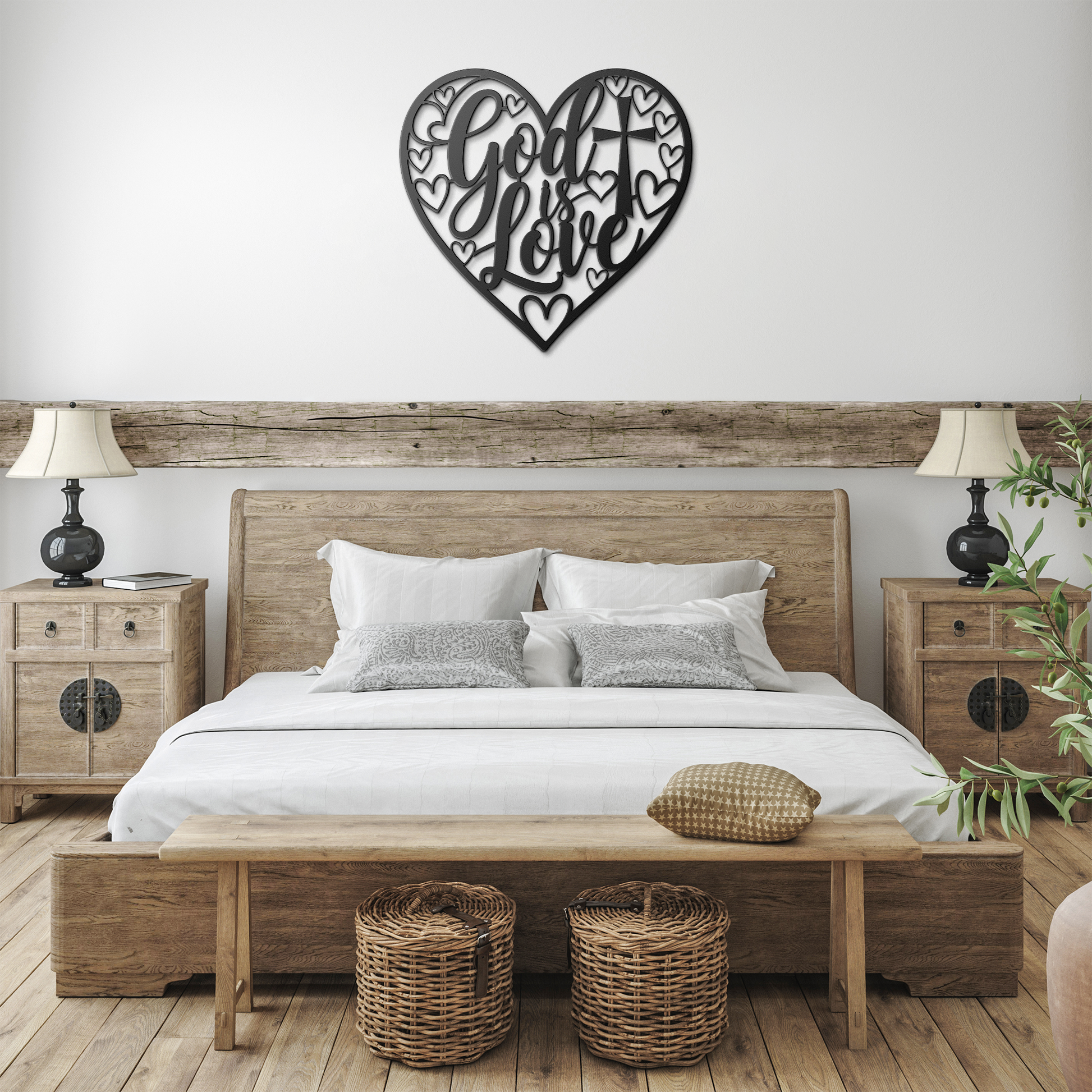 God_Is_Love_Christian_Metal_Sign_Black_Farmhouse_Bedroom_Mockup.png