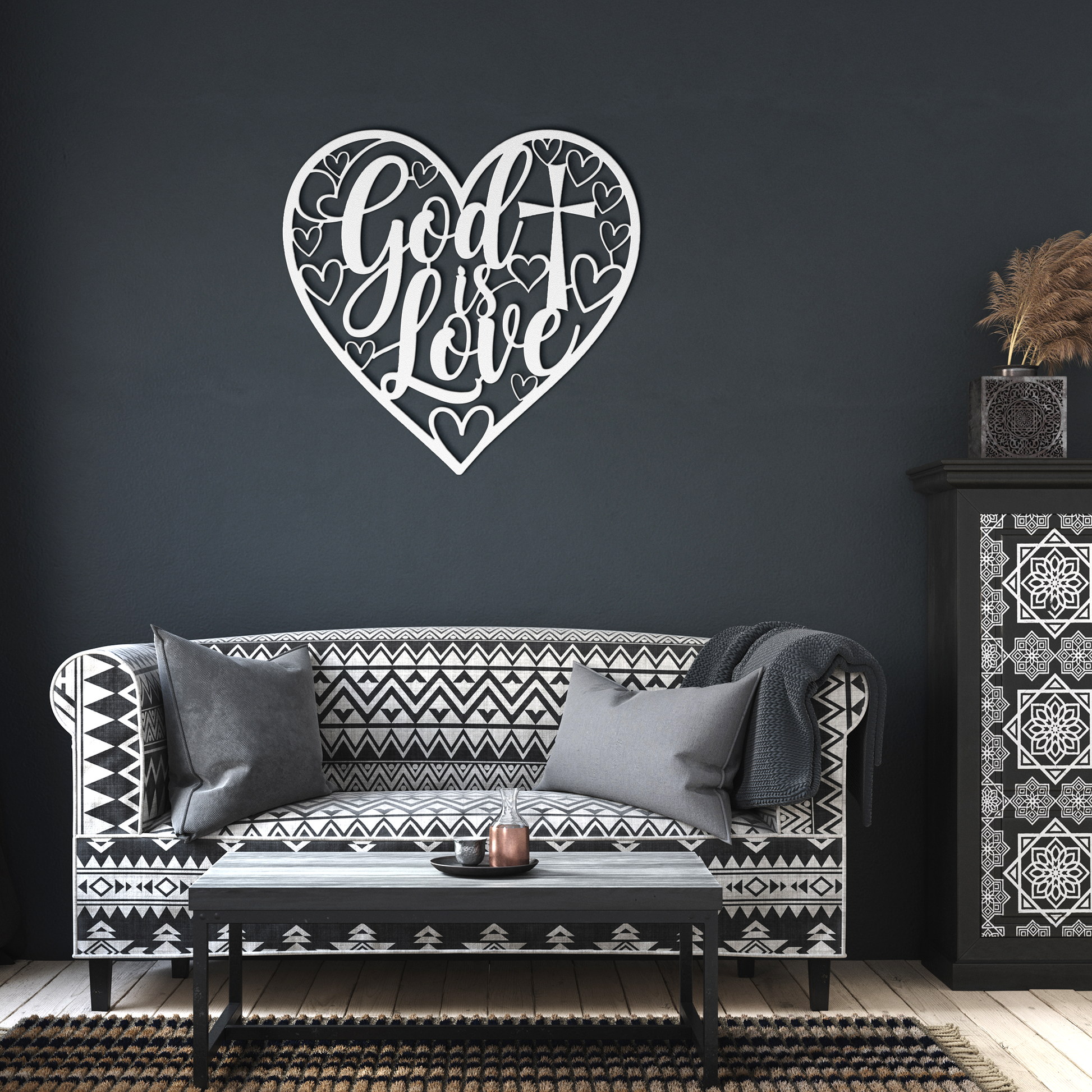 God_Is_Love_Christian_Metal_Sign_White_Dark_Living_Room_Mockup.png