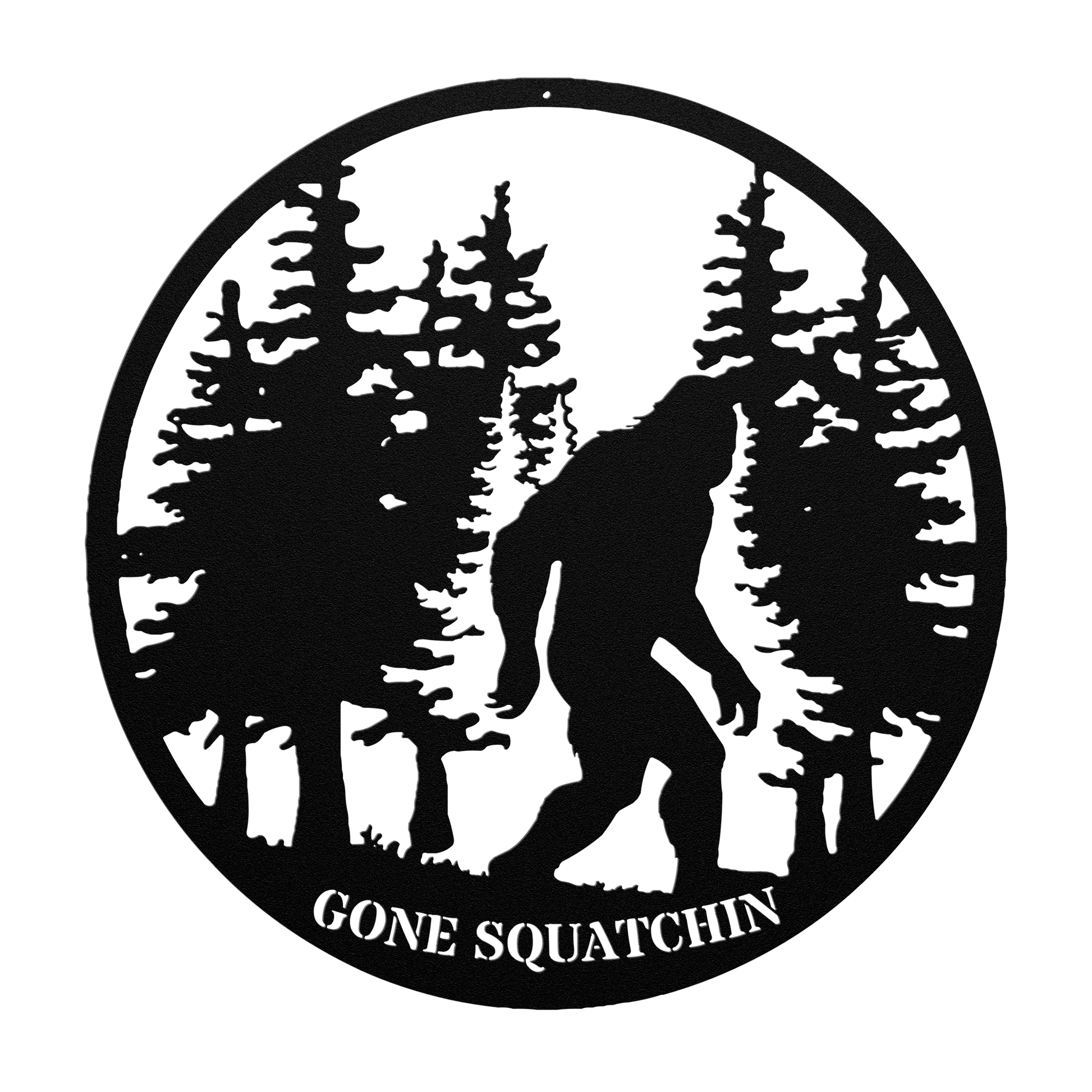 Gone_Squatchin_Bigfoot_Metal_Sign_Black_Transparent_Mockup.png