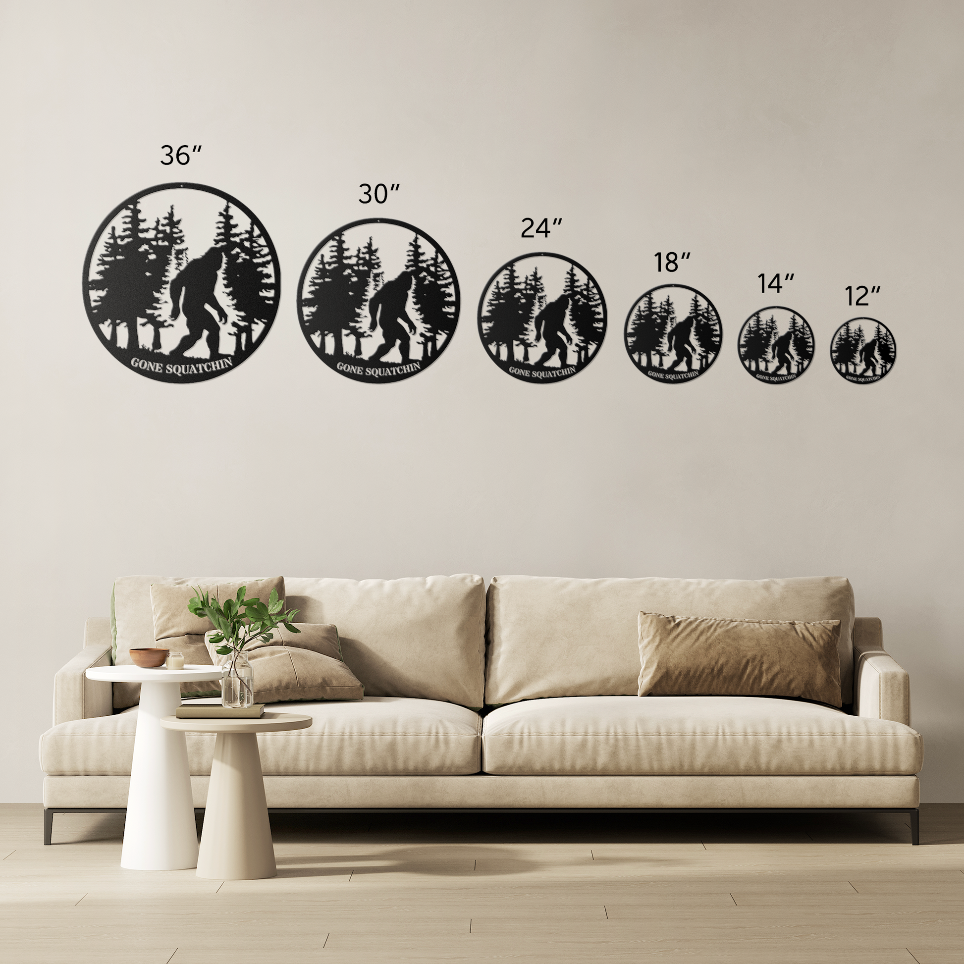 Gone_Squatchin_Bigfoot_Metal_Sign_Size_Options_Mockup.png