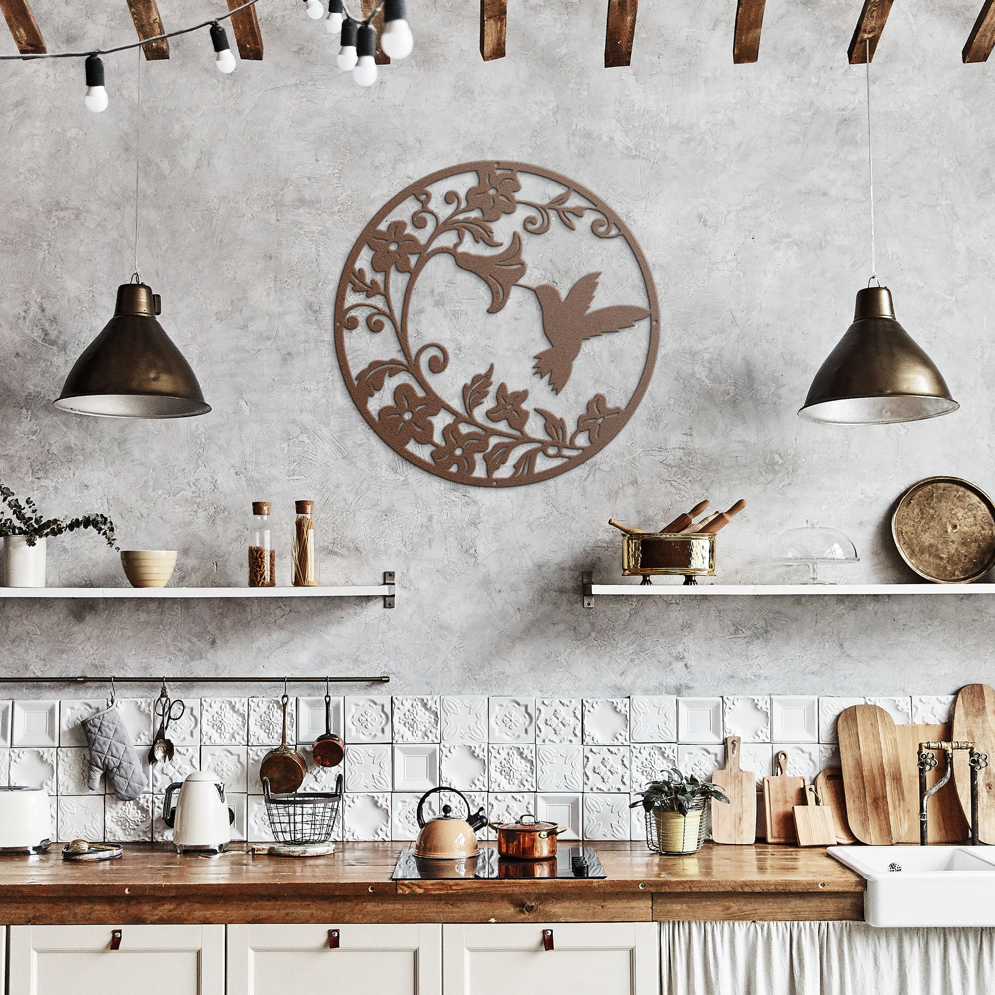 Hummingbird_Morning_Glory_Metal_Wall_Art_Copper_Rustic_Kitchen_Mockup.png