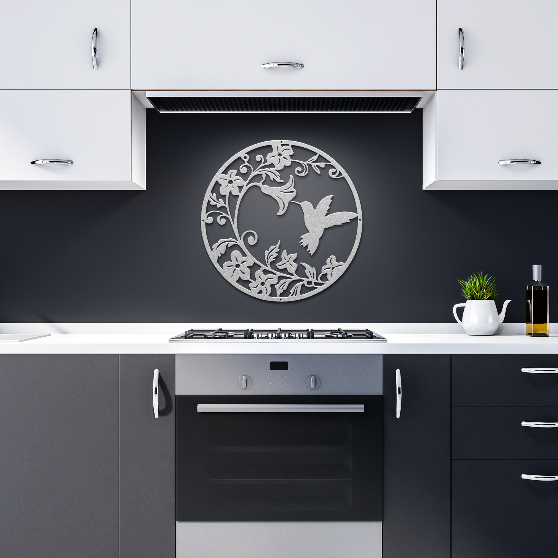 Hummingbird_Morning_Glory_Metal_Wall_Art_Silver_Dark_Kitchen_Mockup.png