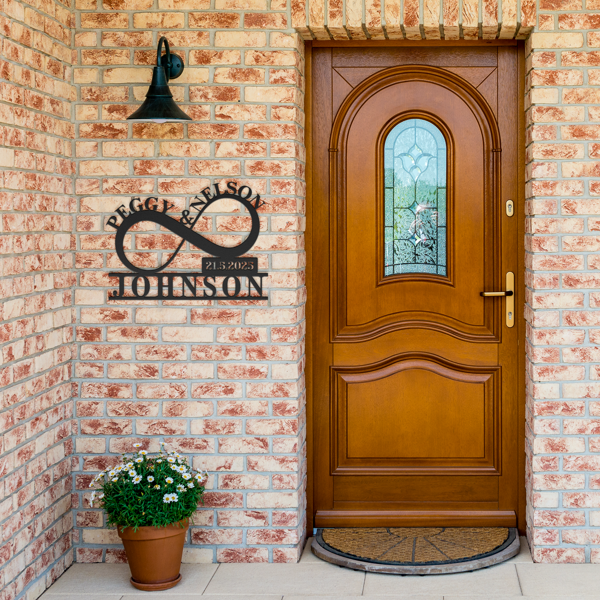 Infinity_Couple_Metal_Sign_Black_Brick_Entrance_Mockup.png