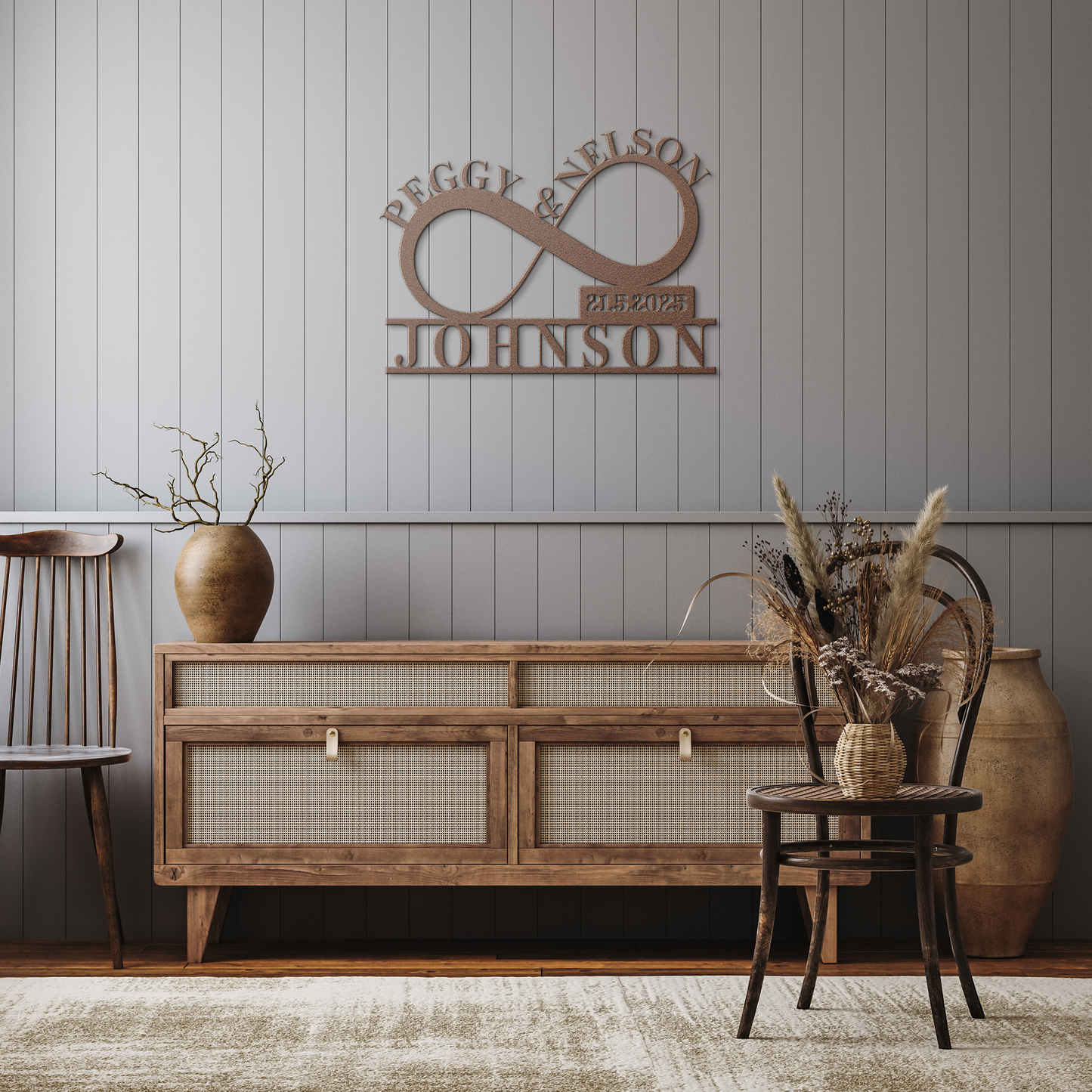 Infinity_Couple_Metal_Sign_Copper_Rustic_Hallway_Mockup.png