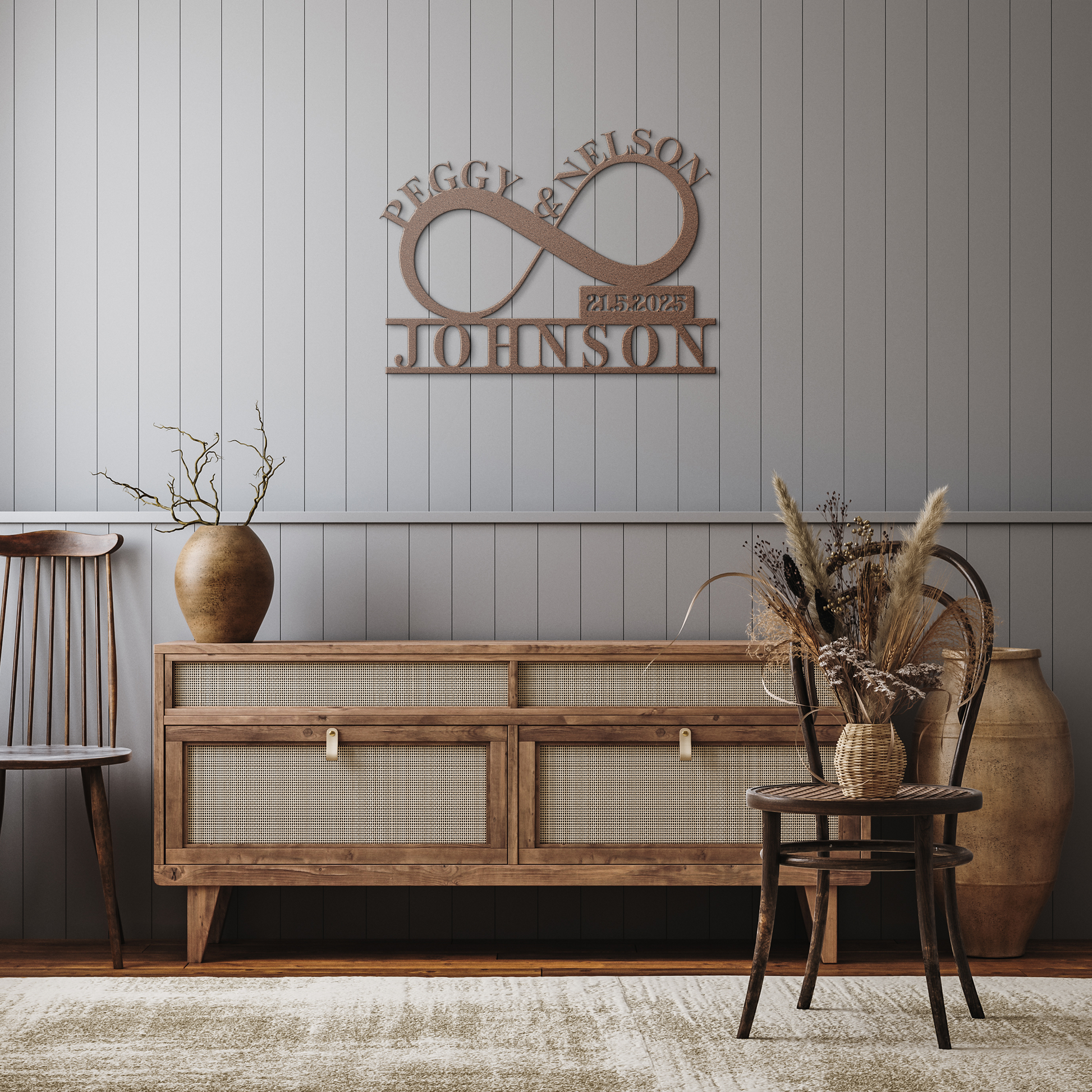 Infinity_Couple_Metal_Sign_Copper_Rustic_Hallway_Mockup.png