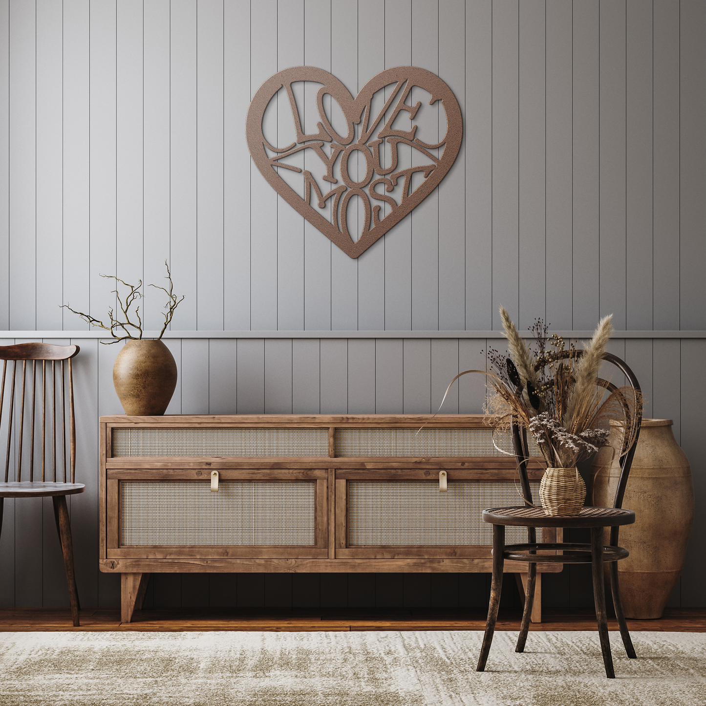 Love_You_Most_Metal_Wall_Art_Copper_Rustic_Hallway_Mockup.png