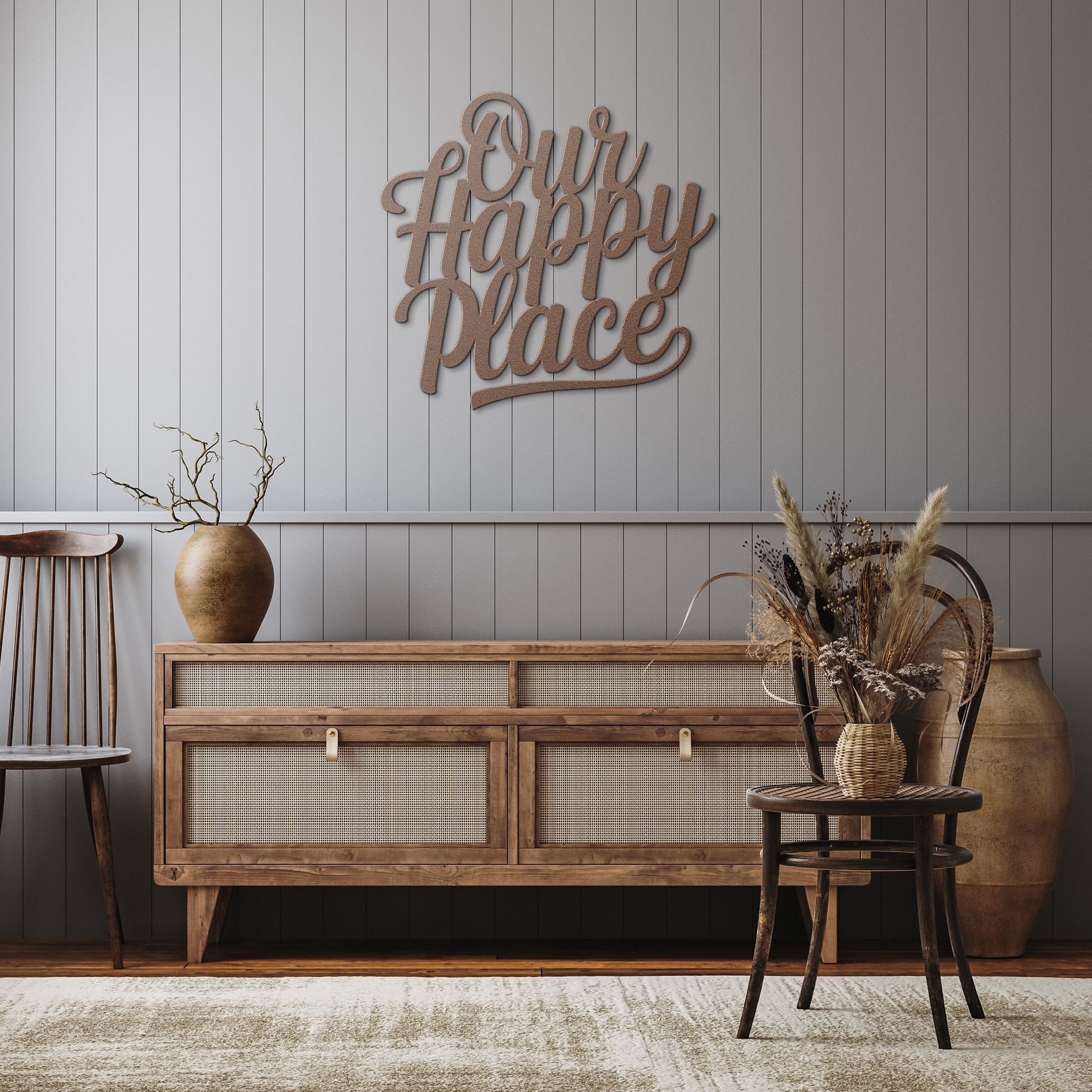 Our_Happy_Place_Metal_Sign_Copper_Rustic_Hallway_Mockup.png