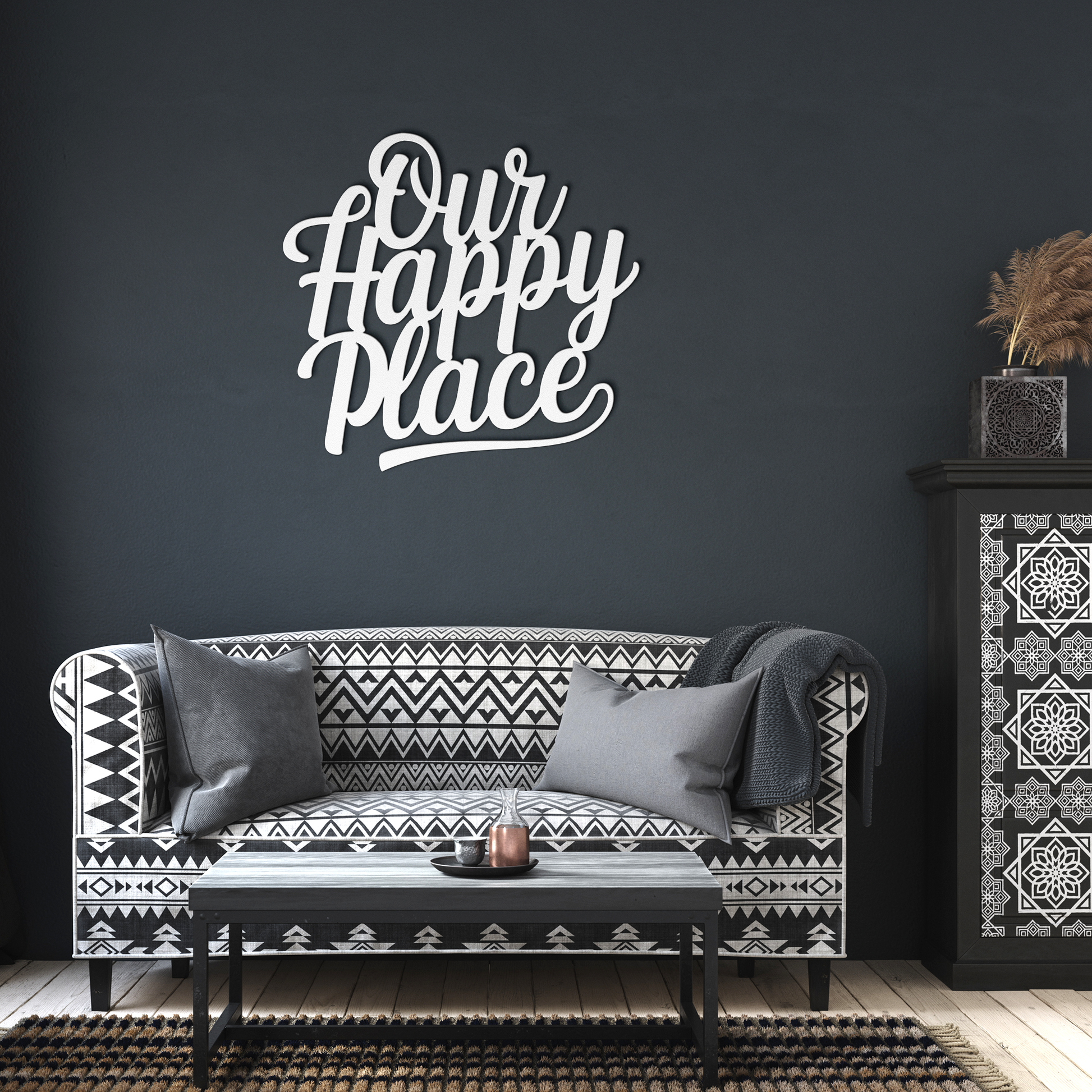 Our_Happy_Place_Metal_Sign_White_Dark_Living_Room_Mockup.png