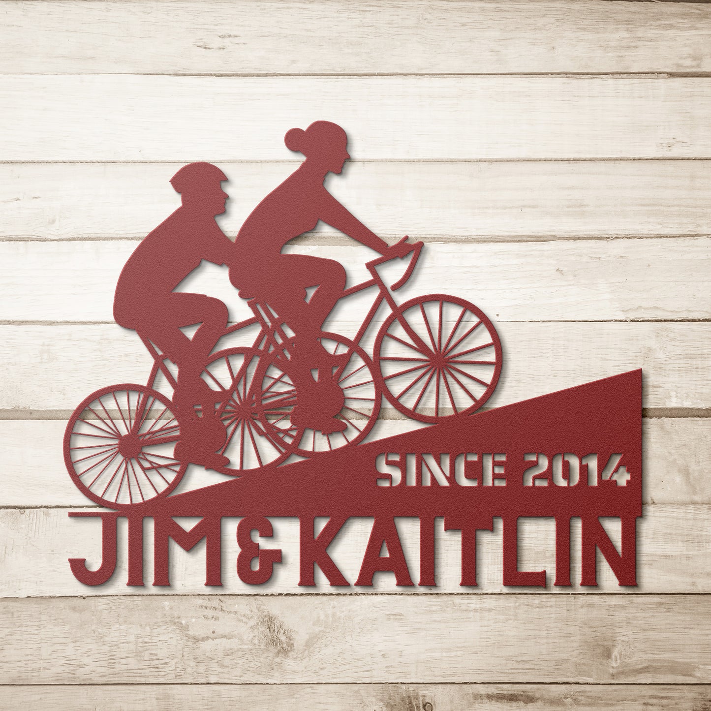 A teelaunch metal sign with the words Jim Katlin since 2016, made from 18 gauge steel and powder coated for durability.