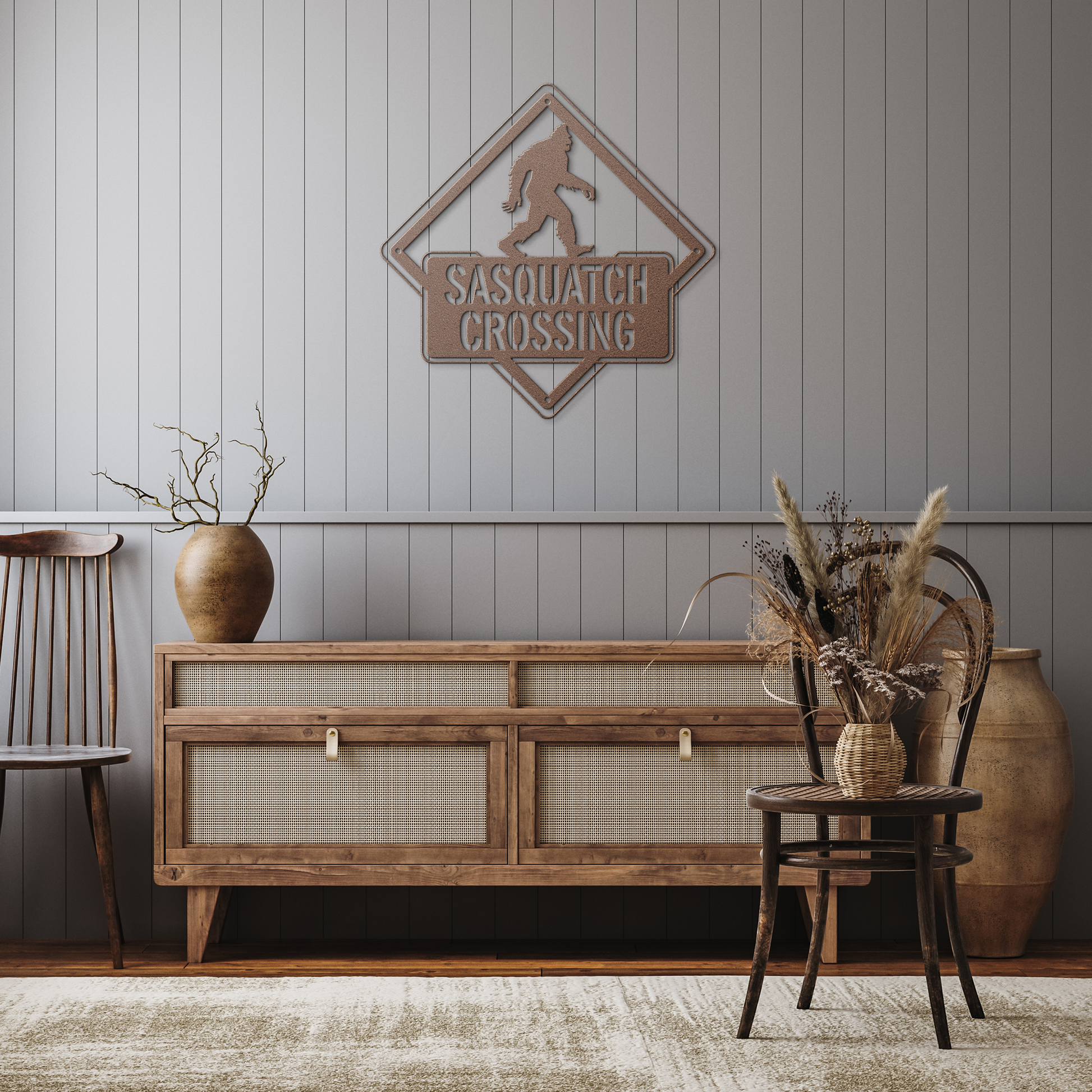 Sasquatch_Crossing_Metal_Sign_Copper_Rustic_Hallway_Mockup.png