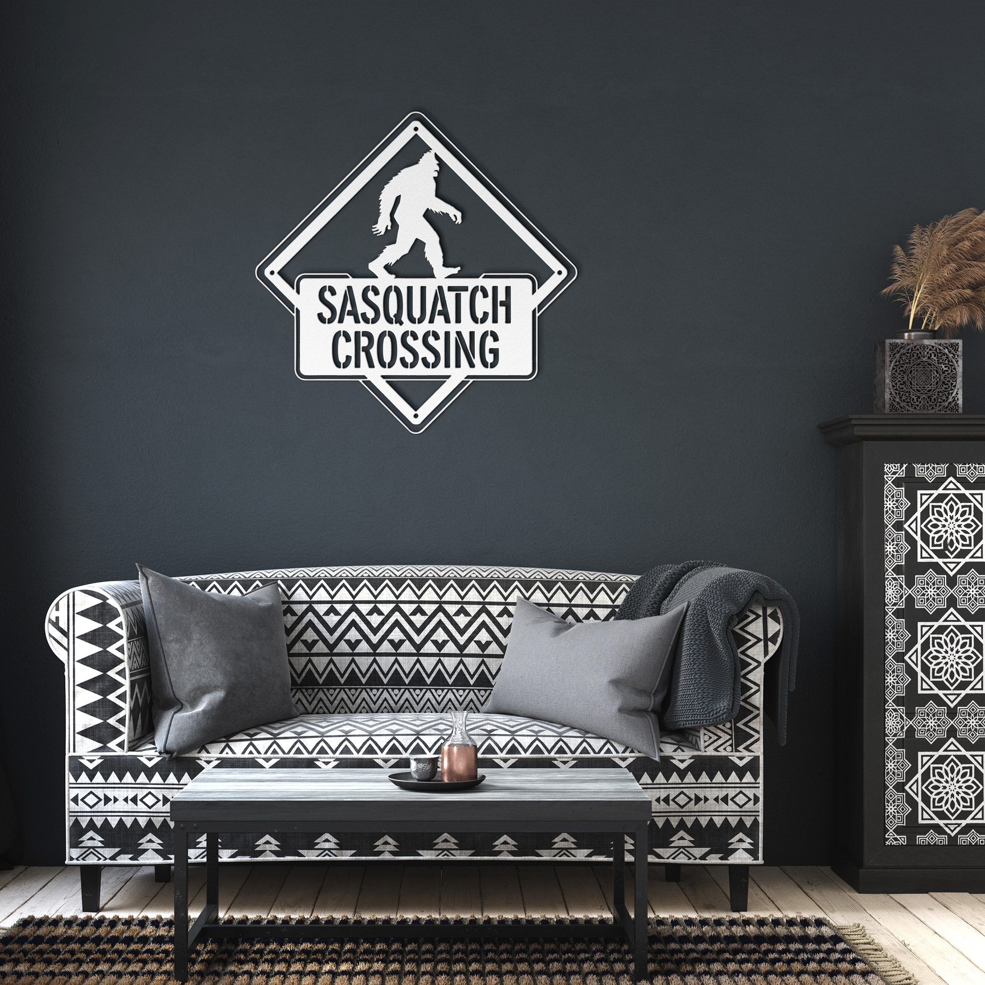 Sasquatch_Crossing_Metal_Sign_White_Dark_Living_Room_Mockup.png